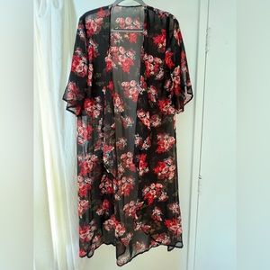 Roses Sheer Robe / Pool Coverup